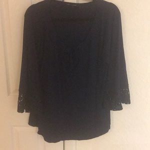 Navy blue blouse with bell sleeve